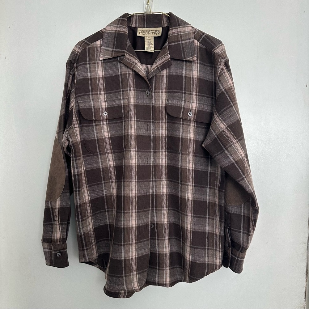 Jones New York Country Brown Plaid Casual‎ Shirt